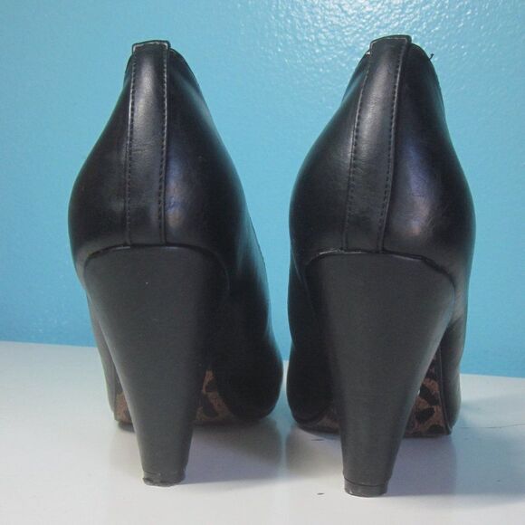 Bettie Page Shoes by Ellie Women Size 7 Black Leather Mary Jane Strap 3.5" Heels - Picture 4 of 15